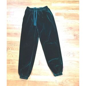 Massive Luxury Edition Mens Emerald Green Velvet Joggers Elastic Waist Small